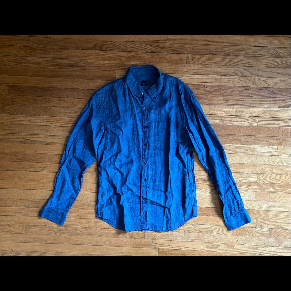 2 for $40: Club Monaco Blue Linen Long Sleeve Button Down Shirt